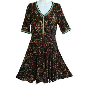 Aldomartins Anthropologie Appenzell Floral Jersey Knit Dress Embroidered Trim